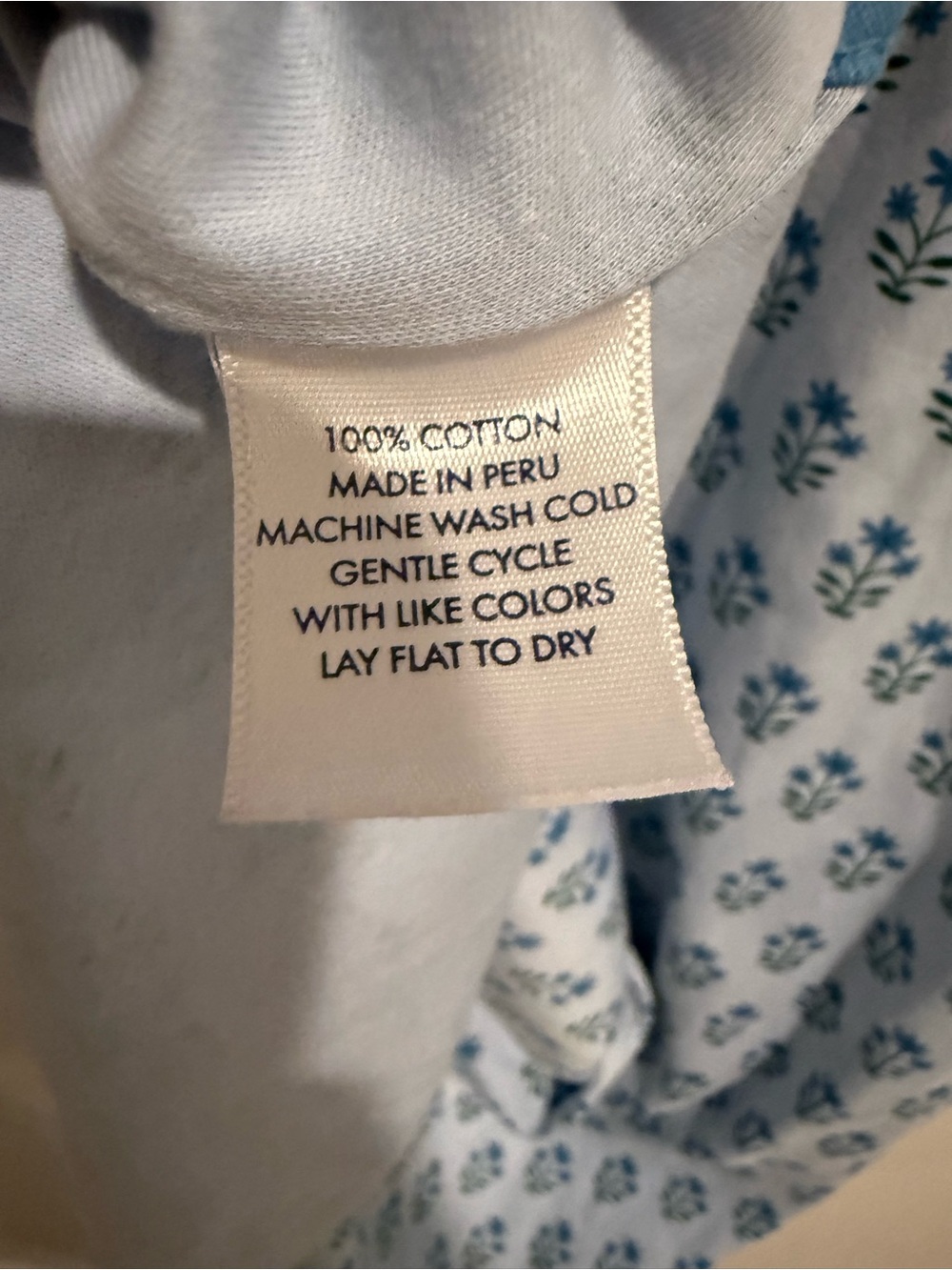 LAKE Pima Cotton Nightgown Blue Floral Block Print Short Sleeve Sleep Dress M - Picture 4 of 7